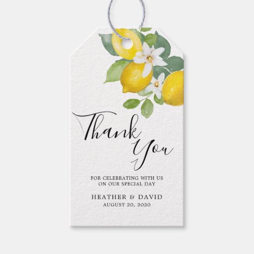 Citrus Yellow Lemon Themed Wedding Gift Tags