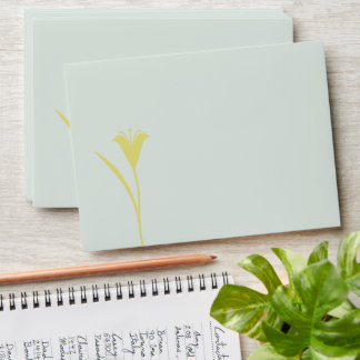 Citrus Yellow Lily and Sage Wedding Envelope