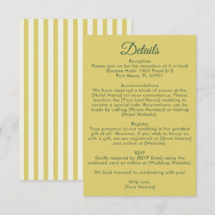 Citrus Yellow Olive Green and Ivory Wedding Detail Enclosure Card