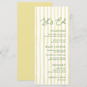 Citrus Yellow Stripe Handwriting Island Wedding Menu