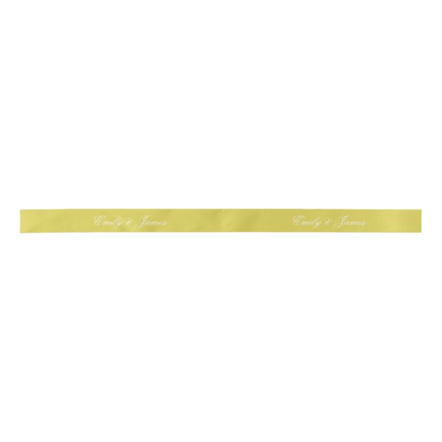 Citrus Yellow Wedding Custom Name Satin Ribbon (Front)