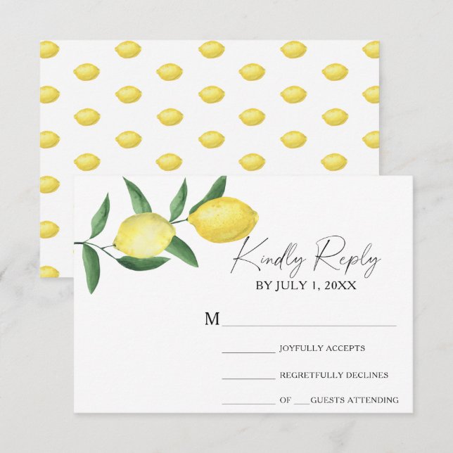 Citrus yellow - Wedding RSVP Card (Front/Back)
