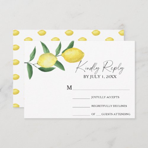 Citrus yellow _ Wedding RSVP Card