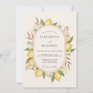 Citrus Yellow Wreath Wedding Invitation
