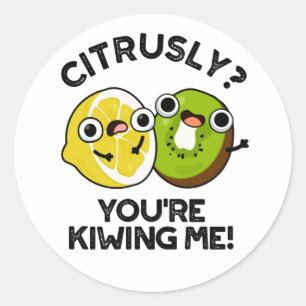 Citrusly You're Kiwiing Me Funny Fruit Pun Classic Round Sticker