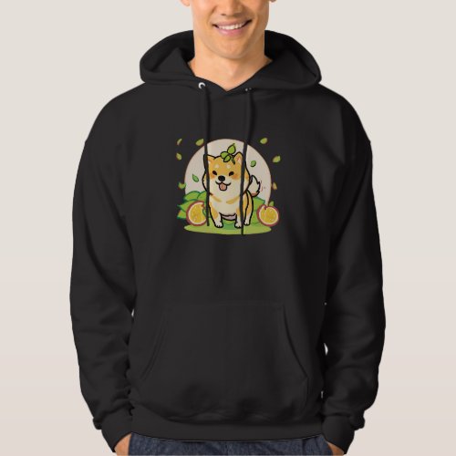 Citrusy Cuteness Shiba Inu Pups with Oranges Hoodie