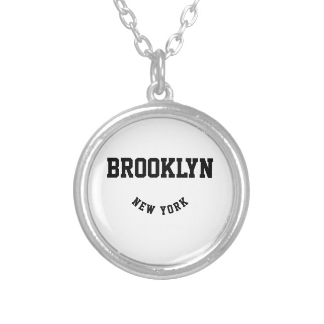 City and State Custom Location Silver Plated Necklace (Front)