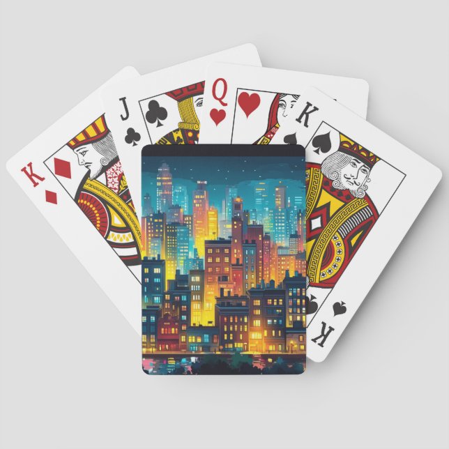 City Architecture  Design Watercolour Drawing Poker Cards (Back)