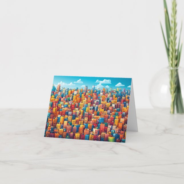 City Architecture  Design Watercolour Drawing Thank You Card (Front)