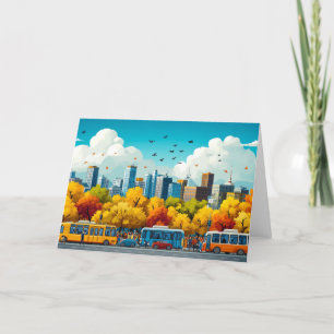 City Architecture Illustration Watercolour Drawing Thank You Card