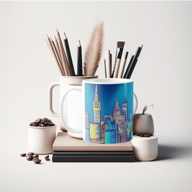 city at night mug  (City at night beautiful stocking stuffer coffee mug.)