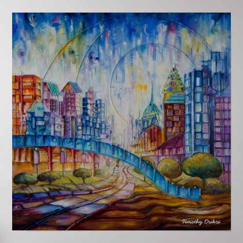 City at Peace Abstract _ Canvas Print