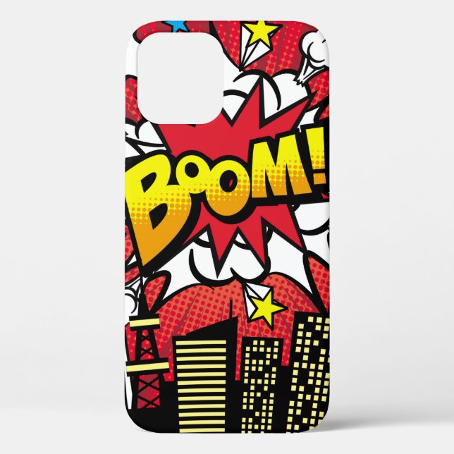 City background material with comic art style spee Case-Mate iPhone case (Back)