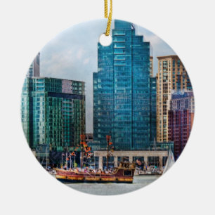 City - Baltimore MD - Harbor east Ceramic Ornament