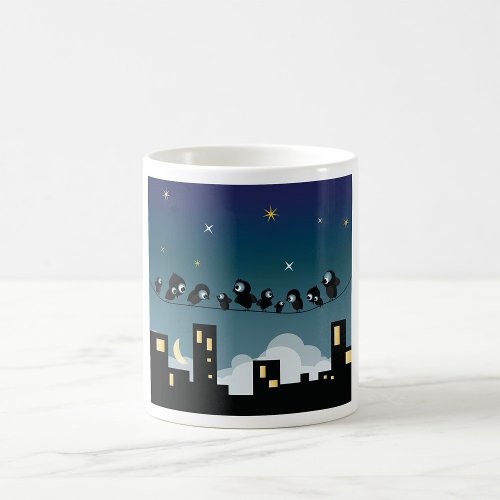 City Birds On A Wire Starry Sky Coffee Mug