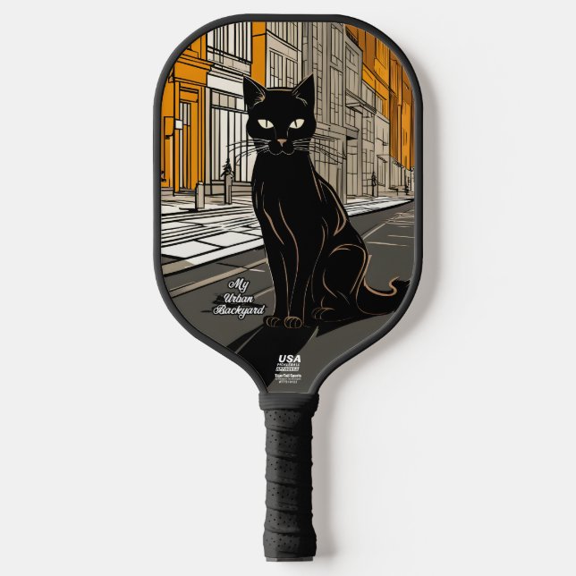 City Black Cat Personalized Pickleball Paddle (Front)
