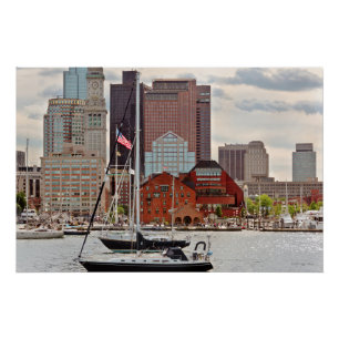 City - Boston Ma - Harbor walk skyline Poster