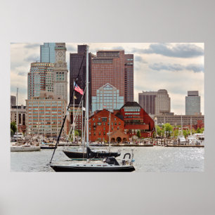 City - Boston Ma - Harbor walk skyline Poster