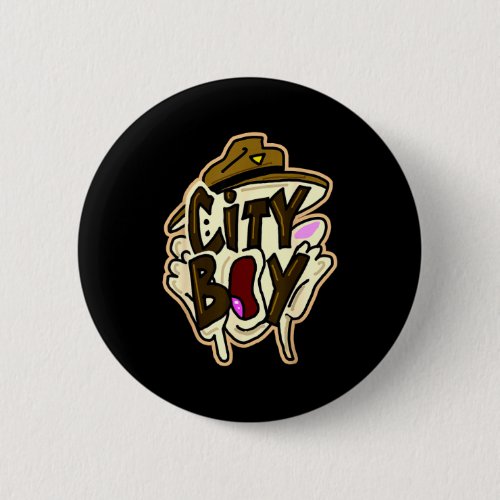 City boy meme button