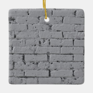 City Brick Wall Painted Light Grey Ceramic Ornament