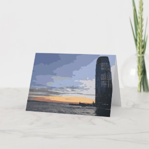 City Building On The Water With The Sunrise Card
