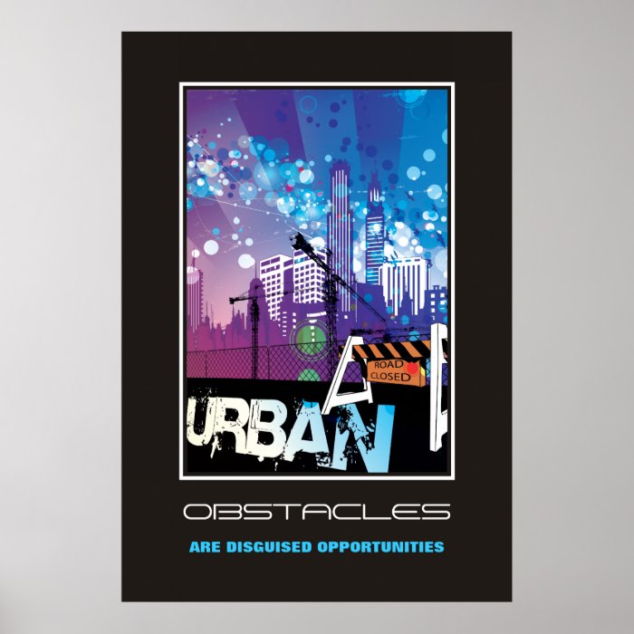 City buildings urban Obstacles motivational poster