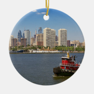City - Camden, NJ - The city of Philadelphia Ceramic Ornament