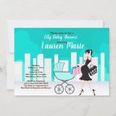 City Carriage Neutral Pregnant mom Baby Shower Invitation (Front)