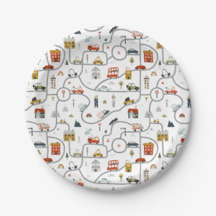 City Cars Birthday Paper Plates