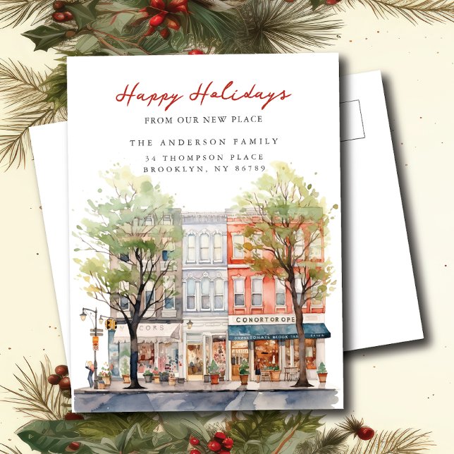 City Charm Christmas New Address Announcement Postcard (Creator Uploaded)