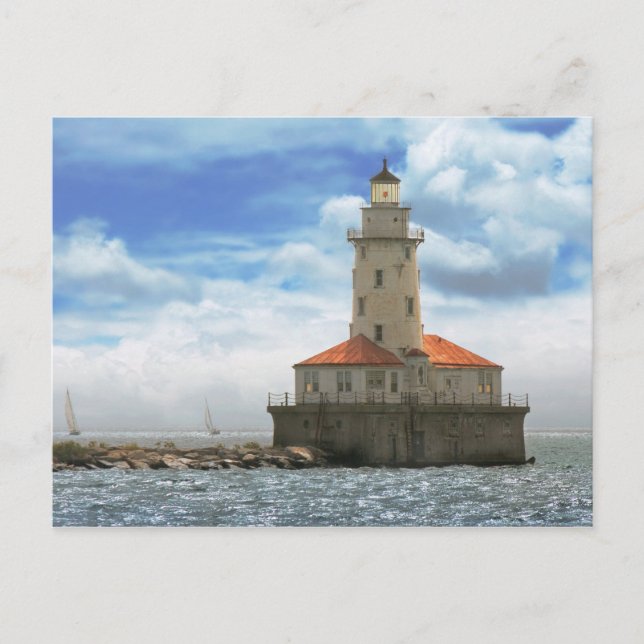 City - Chicago IL - Chicago harbor lighthouse Postcard (Front)