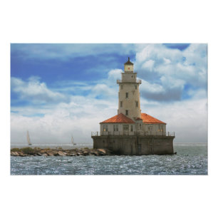 City - Chicago IL - Chicago harbor lighthouse Poster