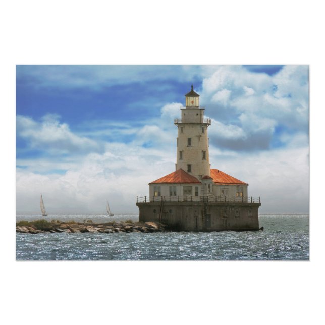 City - Chicago IL - Chicago harbor lighthouse Poster (Front)