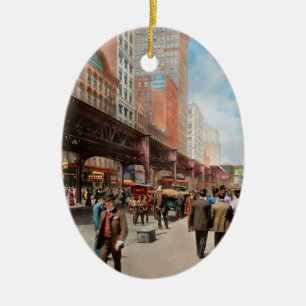 City - Chicago, IL - Historic Wabash Ave 1907 Ceramic Ornament
