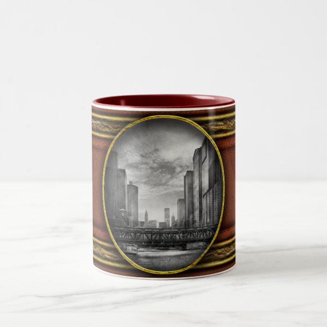 City - Chicago, IL - Looking toward the future BW Two-Tone Coffee Mug (Center)