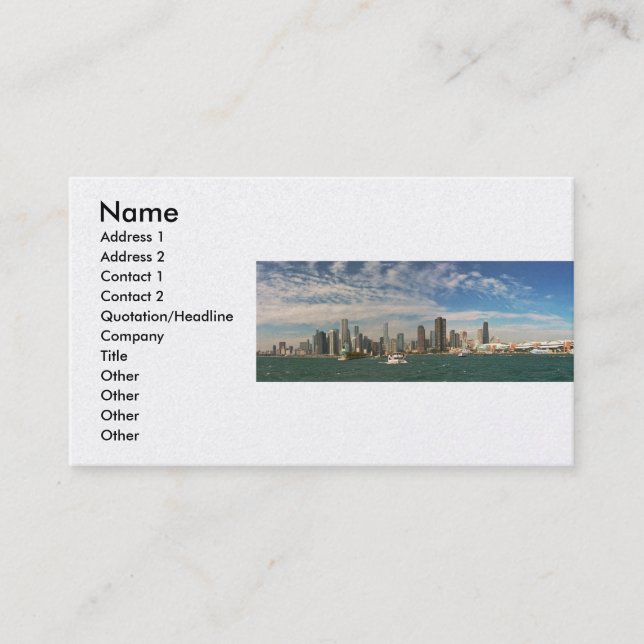 City -  Chicago Skyline & The Navy Pier Business Card (Front)