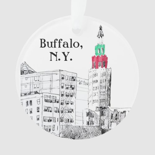 City Christmas Downtown Buffalo Electric Tower Orn Ornament