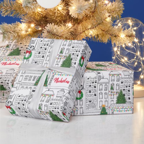 City Christmas Hand_Drawn Personalized Pattern Wrapping Paper