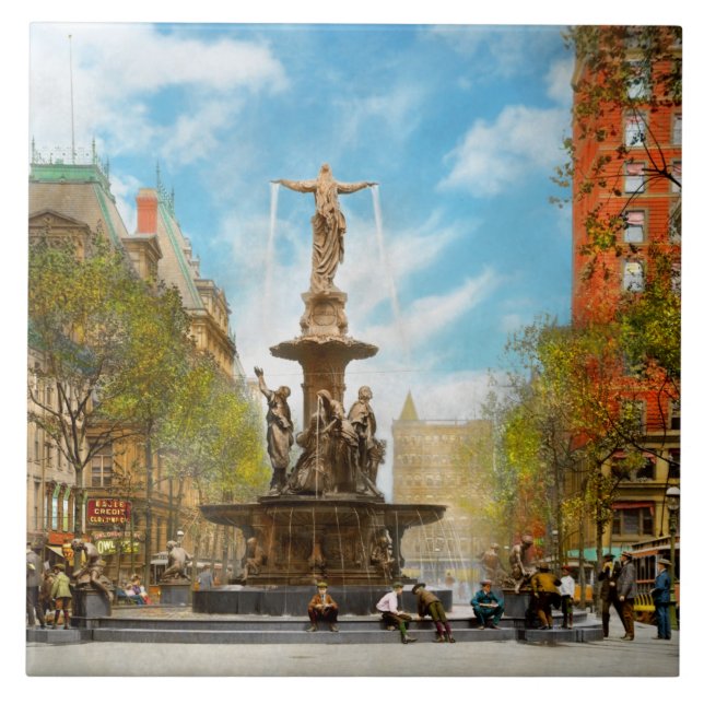 City - Cincinnati OH - The genius of water 1906 Ceramic Tile (Front)