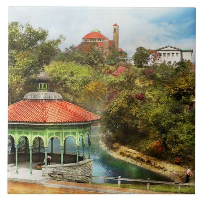 City Cincinnati OH - The Spring House Gazebo 1910 Ceramic Tile (Front)