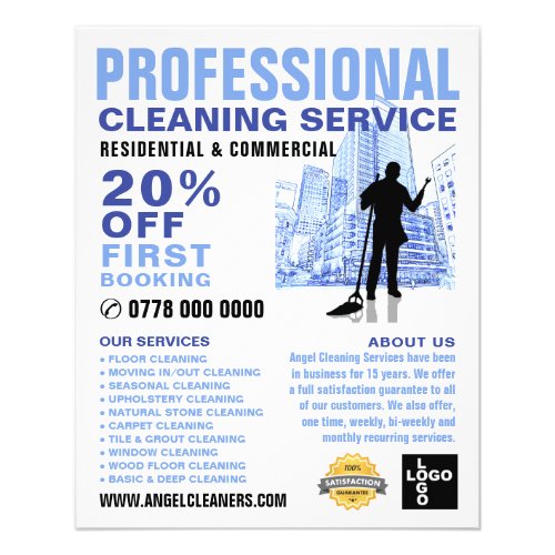 City Cleaner Silhouette Cleaning Service Advert Flyer