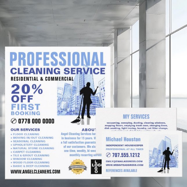 City Cleaner Silhouette, Cleaning Service Advert Flyer (Creator Uploaded)