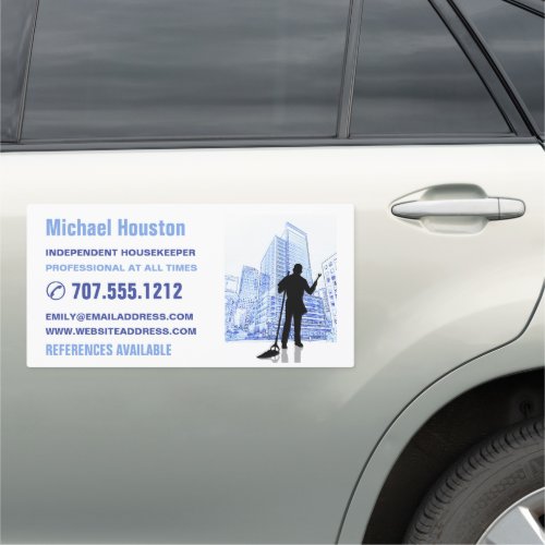 City Cleaner Silhouette Cleaning Service Car Magnet