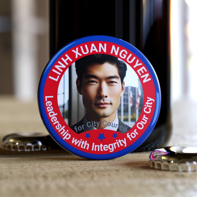 City Council Custom Photo Campaign Template Button Bottle Opener (Creator Uploaded)