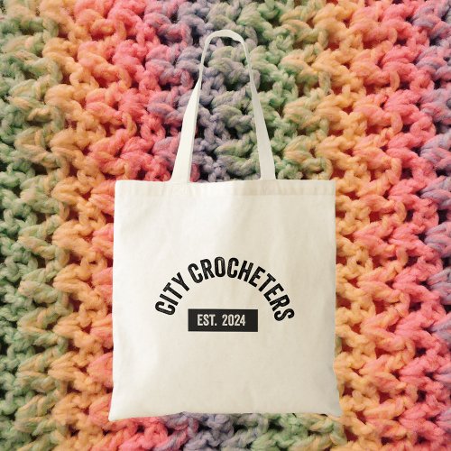 City Crocheters Funny Crochet Black Tote Bag
