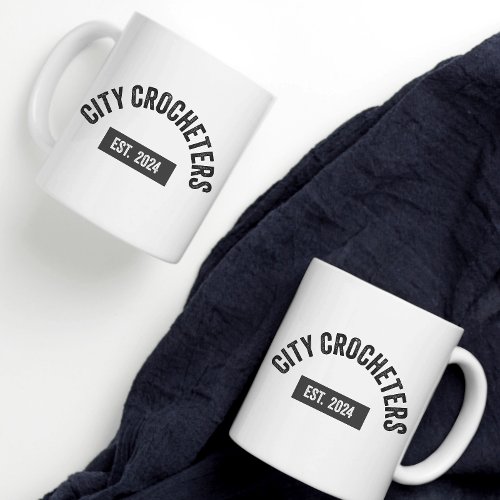 City Crocheters Parody Black Coffee Mug
