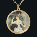 City Dance by Pierre Renoir, Vintage Fine Art Gold Plated Necklace<br><div class="desc">City Dance (1883) by Pierre Renoir is a vintage impressionism fine art love and romance portrait painting. The fancy newlyweds are dressed in a dapper tuxedo and an elegant gown. The bride and groom are ballroom dancing for their first romantic dance on their wedding day. About the artist: Pierre-Auguste Renoir...</div>