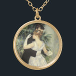 City Dance by Pierre Renoir, Vintage Fine Art Gold Plated Necklace<br><div class="desc">City Dance (1883) by Pierre Renoir is a vintage impressionism fine art love and romance portrait painting. The fancy newlyweds are dressed in a dapper tuxedo and an elegant gown. The bride and groom are ballroom dancing for their first romantic dance on their wedding day. About the artist: Pierre-Auguste Renoir...</div>