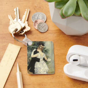 City Dance by Pierre Renoir, Vintage Fine Art Keychain