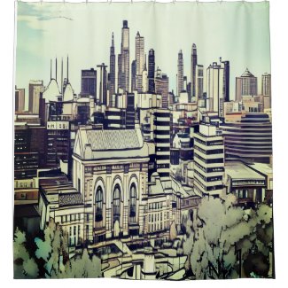 City Downtown Theme Shower Curtain